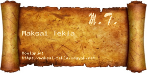 Maksai Tekla névjegykártya